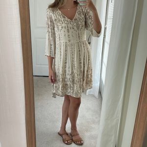 Flowy Cream Patterned Dress | Altar’d State
